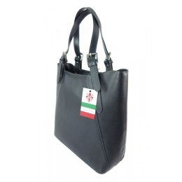 Włoska torebka skórzana na ramię ,Vera Pelle A4,shopper Szara, Grafit V77G