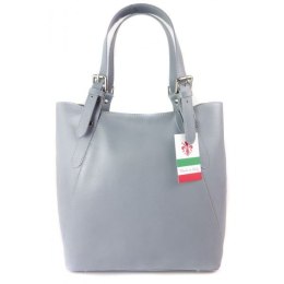 Włoska torebka skórzana na ramię ,Vera Pelle A4,shopper Szara V77G1