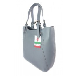 Włoska torebka skórzana na ramię ,Vera Pelle A4,shopper Szara V77G1