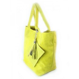 ZAMSZ NATURALNY WŁOSKA TORBA XL A4 SHOPPER BAG SKÓRZANA ŻÓŁTA W567GL