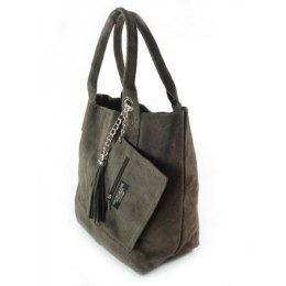 ZAMSZ NATURALNY ZIEMISTA WŁOSKA TORBA XL A4 SHOPPER BAG SKÓRZANA W567Z