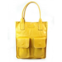 ŻÓŁTY WOREK VERA PELLE KIESZENIE WŁOSKA SKÓRA POJEMNA XXL A4 BY44GL2