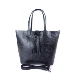 Duża torba Shopper Bag na ramię Vera Pelle Nero czarna SB599N