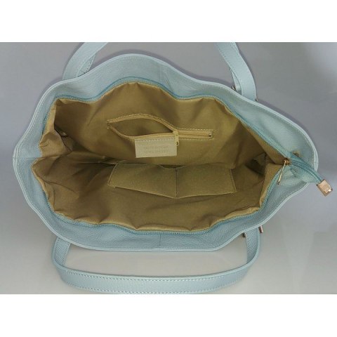 Duża włoska torba na ramię,podwójne uszy, worek Vera Pelle ,Blue WM555BB