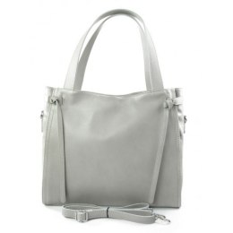 Duża włoska torebka Vera Pelle na ramię ,pojemna Szara WLB199G