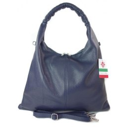 Duży skórzany worek torba XXL Vera Pelle pojemny Granatowy WX435BS