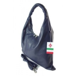 Duży skórzany worek torba XXL Vera Pelle pojemny Granatowy WX435BS