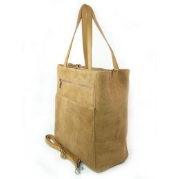 Shopper bag Vera Pelle gruby zamsz aksamitny pojemny worek na ramię Camel SV55C