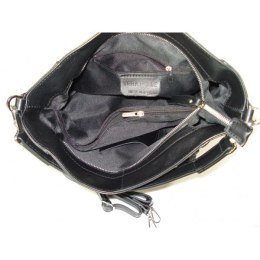 Włoski worek Vera Pelle bordowy srebrne okucia, pojemna torba A4 W585R