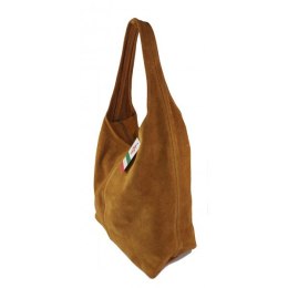 Zamszowy worek , Włoska skórzana torba xl a4 Camel shopper bag W356C