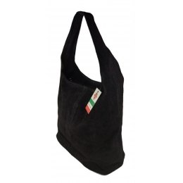 Zamszowy worek , Włoska skórzana torba xl a4 Czarny shopper bag W356N