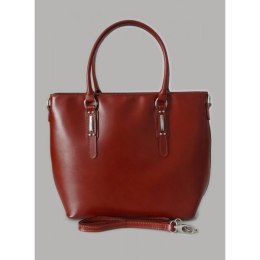 Duża Włoska skórzana torba Vera Pelle ,format A4, Brązowa SB524M