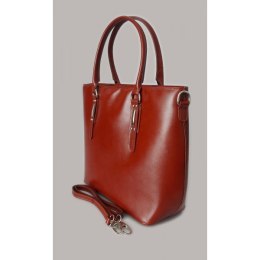 Duża Włoska skórzana torba Vera Pelle ,format A4, Brązowa SB524M