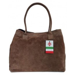 Duża włoska torba XL- A4 , worek na ramię , zamsz naturalny Vera Pelle ,Beżowa WGXL5T