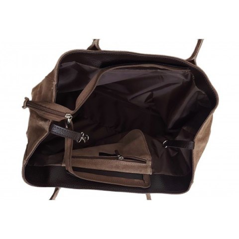 Duża włoska torba XL- A4 , worek na ramię , zamsz naturalny Vera Pelle ,Beżowa WGXL5T