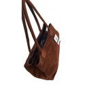 Duża włoska torba XL- A4 , worek na ramię , zamsz naturalny Vera Pelle ,Brązowa WGXL5M