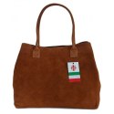 Duża włoska torba XL- A4 , worek na ramię , zamsz naturalny Vera Pelle ,Camel WGXL5C