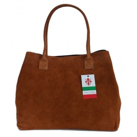 Duża włoska torba XL- A4 , worek na ramię , zamsz naturalny Vera Pelle ,Camel WGXL5C