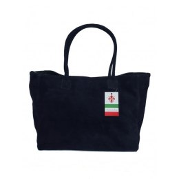 Duża włoska torba XL- A4 , worek na ramię , zamsz naturalny Vera Pelle ,Granatowa WGXL5BS