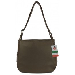 Miękka klasyczna torebka na ramię ,trzy komory ,Włoska skórzana Vera Pelle , Beżowa LB394T