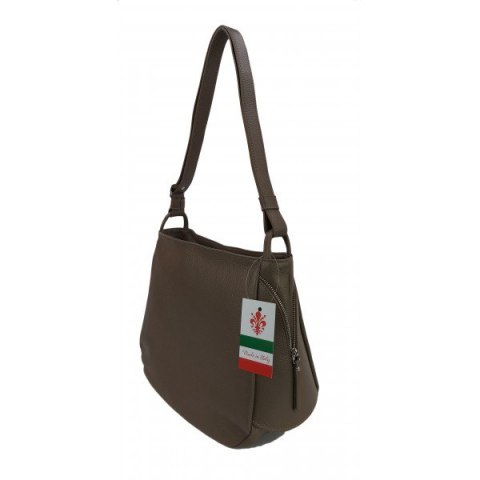 Miękka klasyczna torebka na ramię ,trzy komory ,Włoska skórzana Vera Pelle , Beżowa LB394T