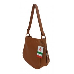 Miękka klasyczna torebka na ramię ,trzy komory ,Włoska skórzana Vera Pelle , Camel LB394C