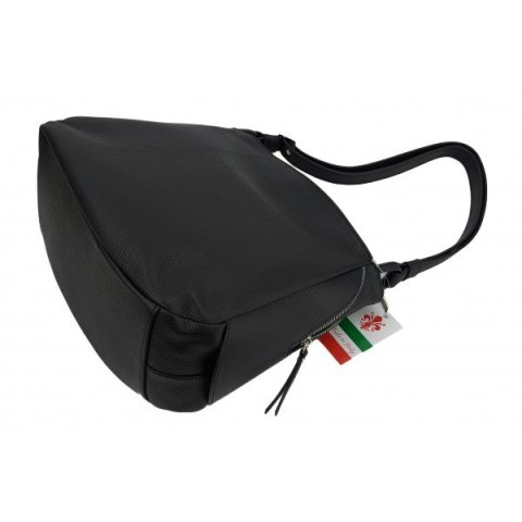 Miękka klasyczna torebka na ramię ,trzy komory ,Włoska skórzana Vera Pelle , Czarna LB394N