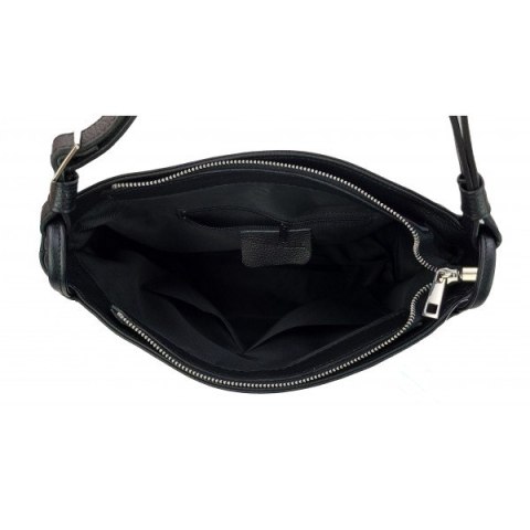 Miękka klasyczna torebka na ramię ,trzy komory ,Włoska skórzana Vera Pelle , Czarna LB394N