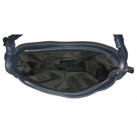 Miękka klasyczna torebka na ramię ,trzy komory ,Włoska skórzana Vera Pelle , Granatowa LB394BS