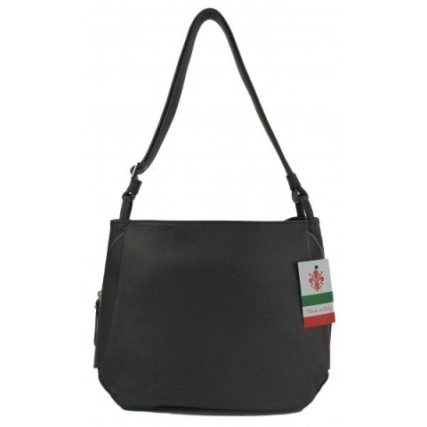 Miękka klasyczna torebka na ramię ,trzy komory ,Włoska skórzana Vera Pelle , Szara LB394G