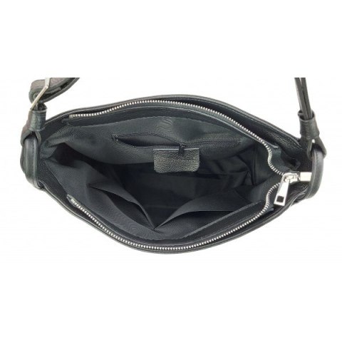 Miękka klasyczna torebka na ramię ,trzy komory ,Włoska skórzana Vera Pelle , Szara LB394G