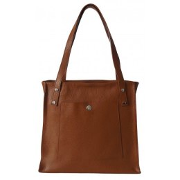 Skórzana Włoska torba na ramię Vera Pelle miękka , pojemna a4 Camel WR365C