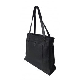 Skórzana Włoska torba na ramię Vera Pelle miękka , pojemna a4 Czarna WR365N