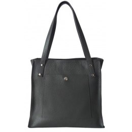 Skórzana Włoska torba na ramię Vera Pelle miękka , pojemna a4 Szara - Grafit WR365G
