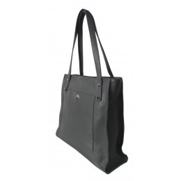 Skórzana Włoska torba na ramię Vera Pelle miękka , pojemna a4 Szara - Grafit WR365G