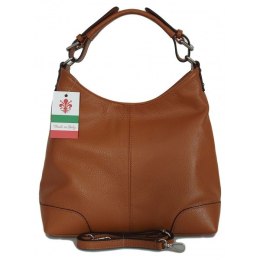 Skórzany Włoski worek ,torba na ramię Vera Pelle miękka ,pojemna Camel VORX12C