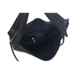 Włoska skórzana torebka na ramię Vera Pelle format A4, Czarna LBB55N