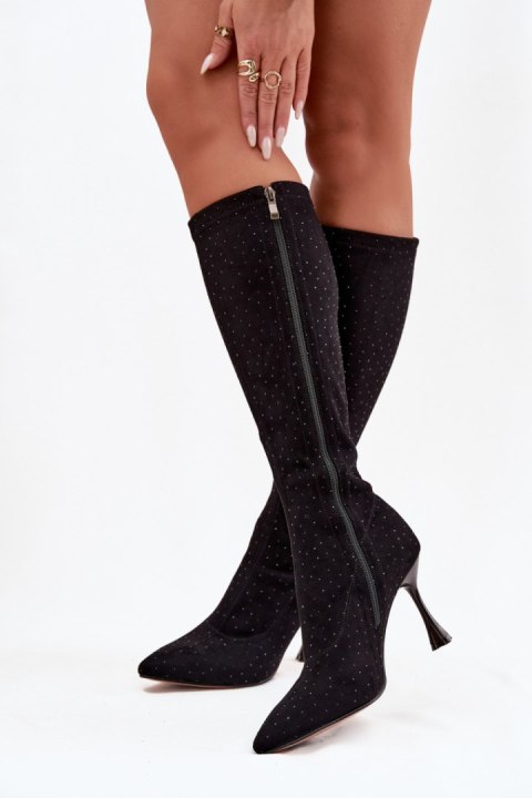 Kozaki z eko zamszu na szpilce