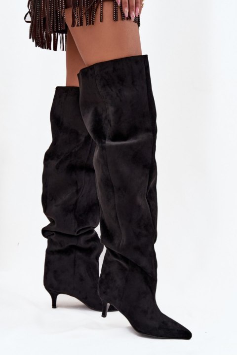 Kozaki damskie wykonane z eko zamszu długie