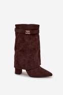 Eleganckie botki z eko zamszu na słupku
