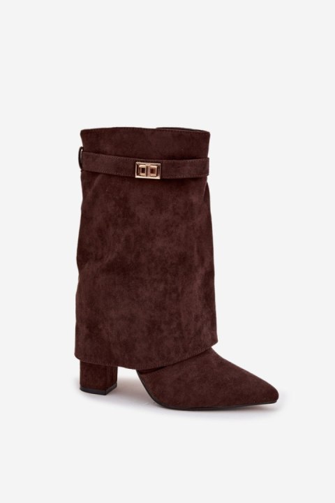 Eleganckie botki z eko zamszu na słupku