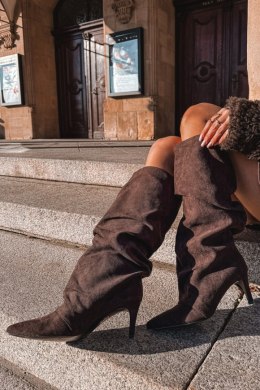 Kozaki czekoladowe z eko zamszu