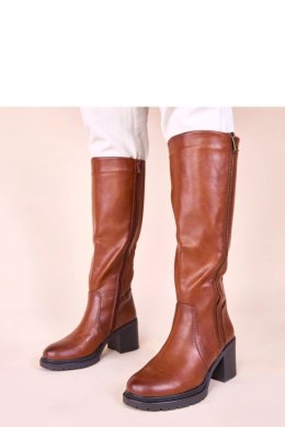 Kozaki eleganckie płaskie brązowe