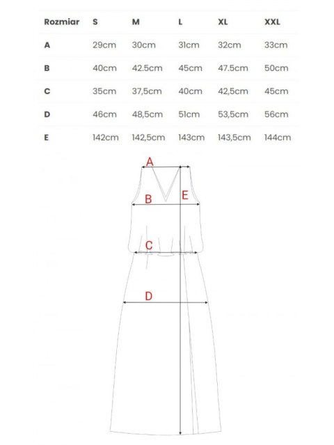 K048 Sukienka maxi z falbaną u góry