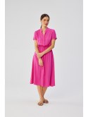 S366 Sukienka ze stójką i wiązaniem w pasie