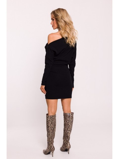 Prążkowana sukienka mini z odkrytymi ramionami