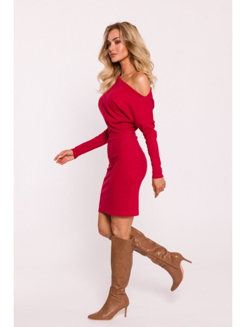 Prążkowana sukienka mini z odkrytymi ramionami