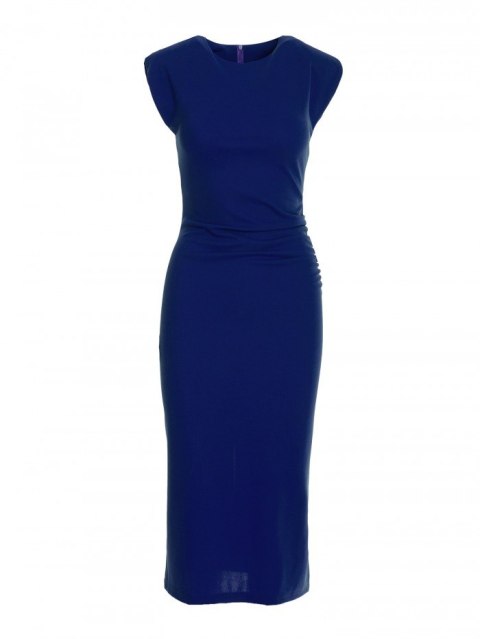 S382 Sukienka bez rękawów z zakładkami na boku