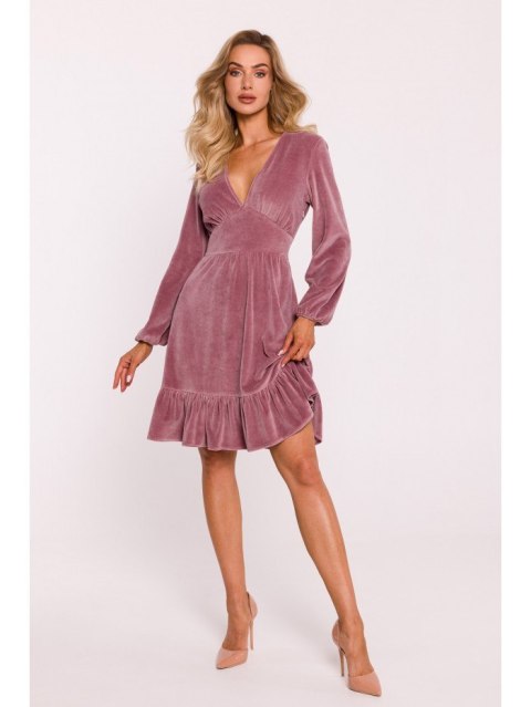 Welurowa sukienka z karczkiem