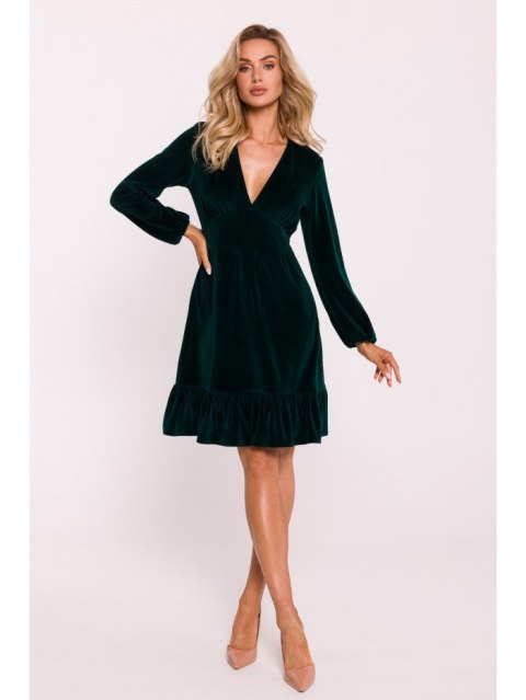 Welurowa sukienka z karczkiem